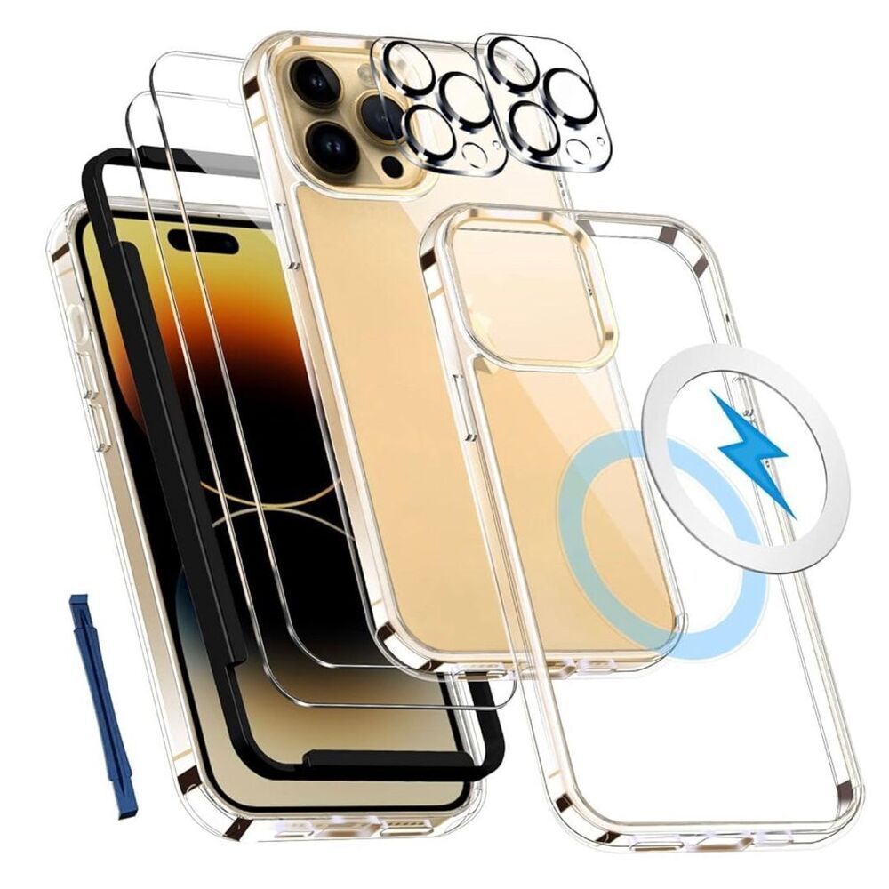 iPhone 14 Pro Case, with 2 Pcs Screen Protector ＆ 2 Pcs Camera Lens Protector, S